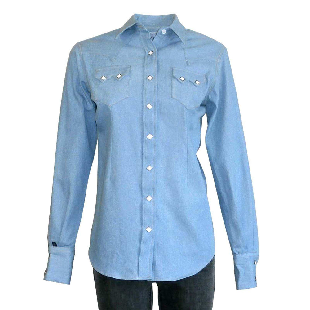 Women's Stonewashed Sawtooth Denim Western Shirt - Rockmount Clothing - Flyclothing LLC