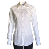 Women's Solid White Cotton Blend Western Shirt - Rockmount Clothing - Flyclothing LLC