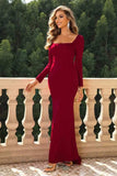 Square Neck Long Sleeve Dress - Trendsi - Flyclothing LLC