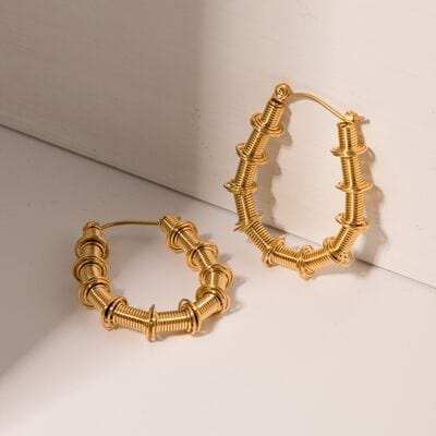 Gold-Plated Stainless Steel Hoop Earrings - Trendsi - Flyclothing LLC