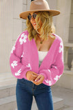 Floral Open Front Fuzzy Cardigan - Trendsi - Flyclothing LLC