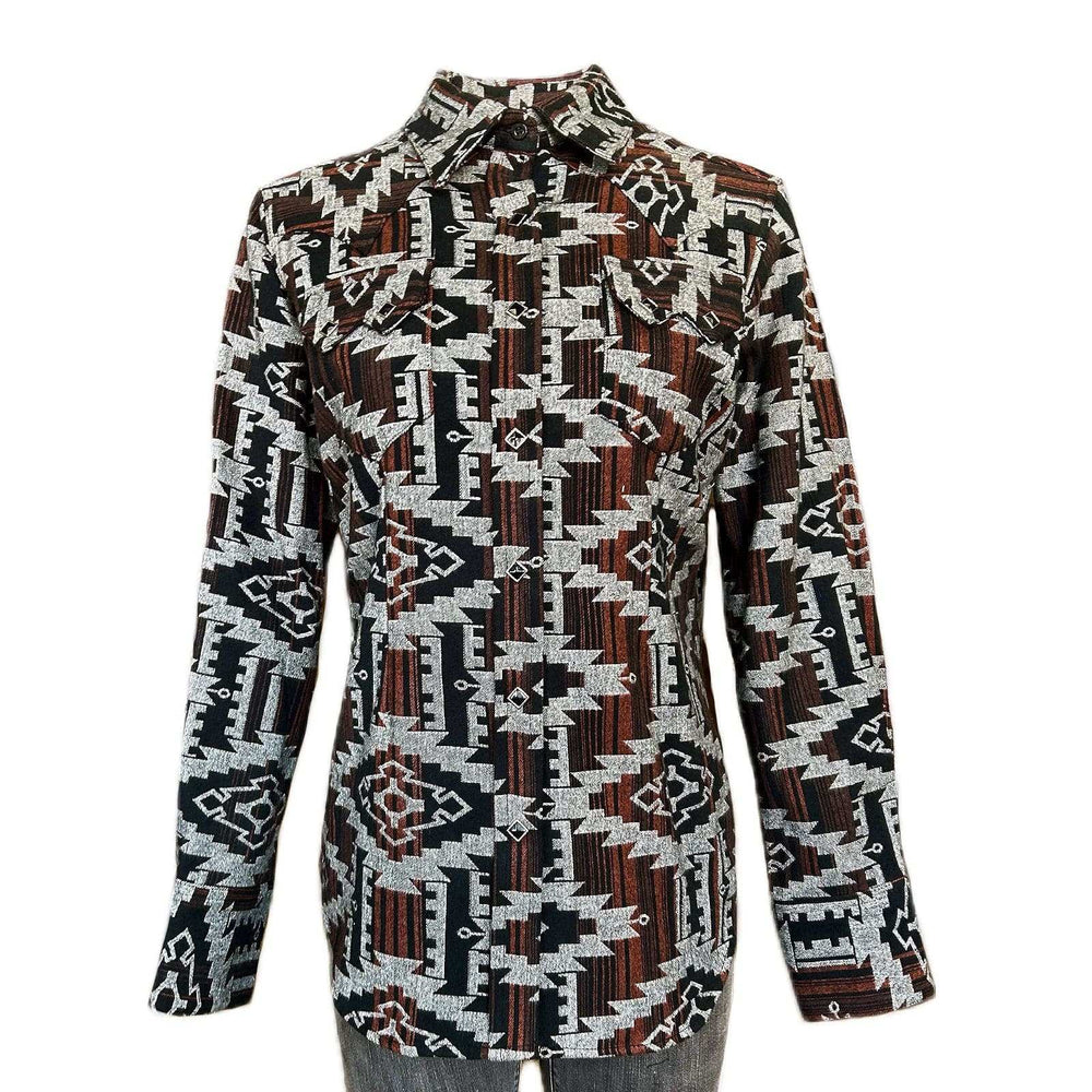 Rockmount Clothing Women's Premium Flannel Chenille Jacquard Western Shirt in Black & Brown - Rockmount Clothing - Flyclothing LLC