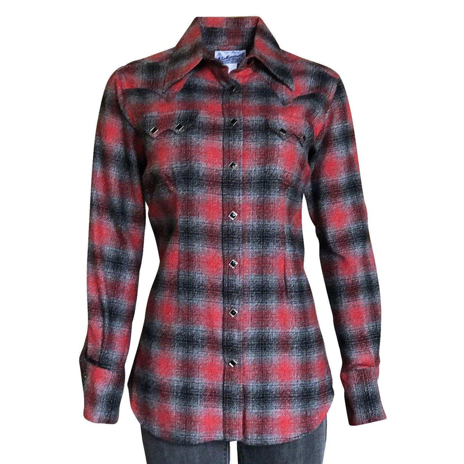 Rockmount Ranch Wear Womens Red Grey Plaid Flannel Western Shirt