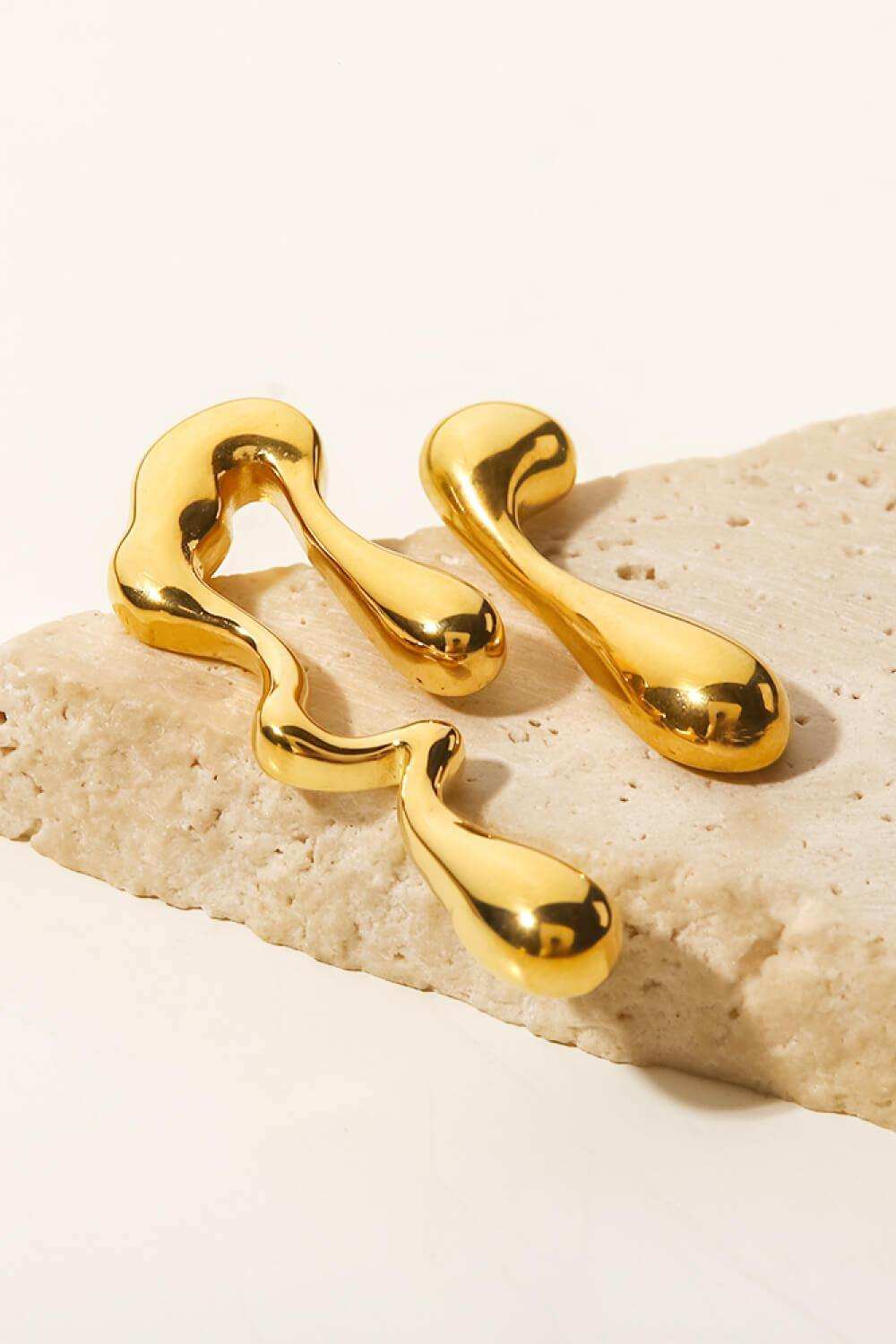 18K Gold Plated Geometric Mismatched Earrings - Trendsi - Flyclothing LLC