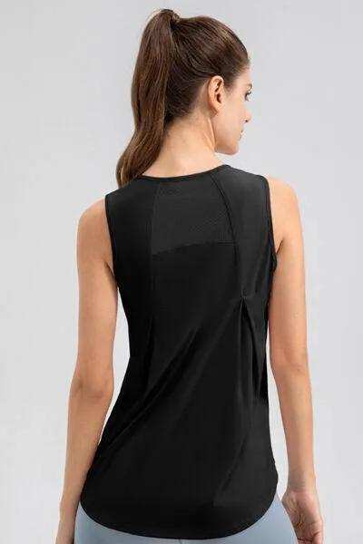 Round Neck Wide strap Active Tank - Trendsi - Flyclothing LLC