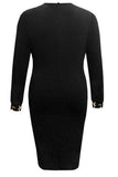 Plus Size Leopard Round Neck Long Sleeve Dress - Trendsi - Flyclothing LLC