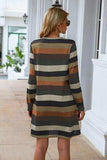 Striped Round Neck Long Sleeve Dress - Trendsi - Flyclothing LLC