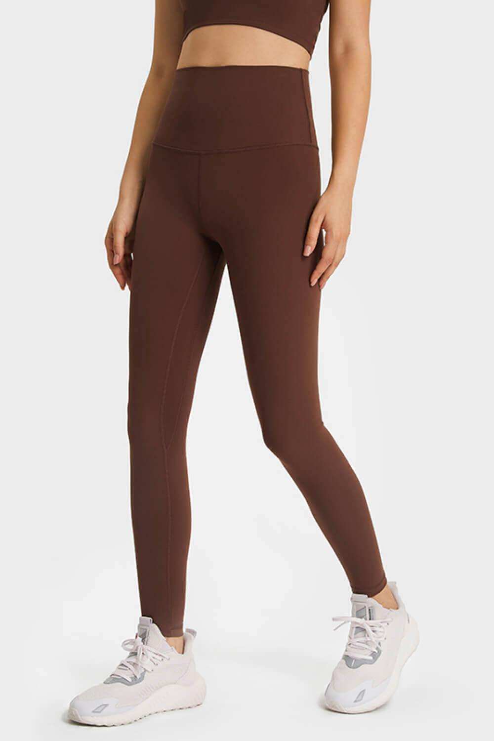 Feel Like Skin Elastic Waistband Yoga Leggings - Trendsi - Flyclothing LLC
