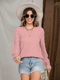 Openwork Round Neck Raglan Sleeve Sweater - Trendsi - Flyclothing LLC