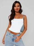 Lace Trim Straight Neck Cami - Trendsi - Flyclothing LLC