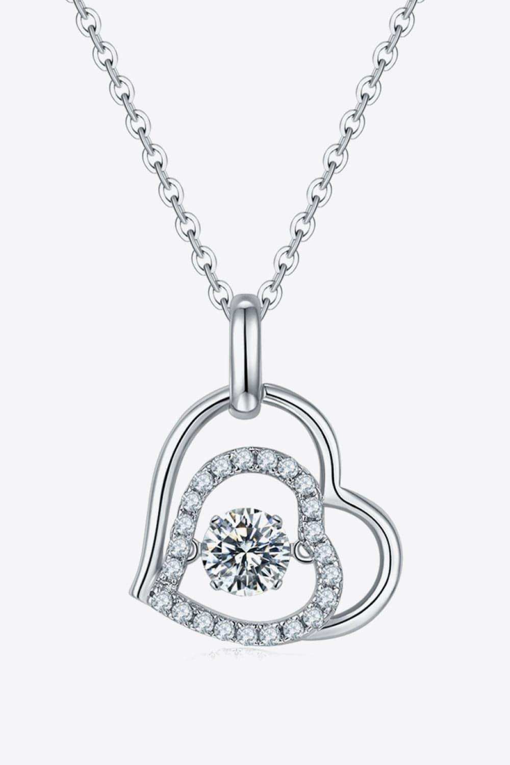 Moissanite Heart Pendant Necklace - Trendsi - Flyclothing LLC