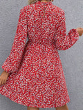 Floral Mock Neck Long Sleeve Dress - Trendsi - Flyclothing LLC