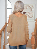 Decorative Button Cold-Shoulder Sweater - Trendsi - Flyclothing LLC