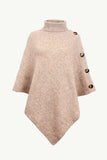 Turtleneck Buttoned Poncho - Trendsi - Flyclothing LLC