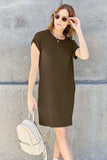 Basic Bae Full Size Round Neck Short Sleeve Dress with Pockets - Trendsi - Flyclothing LLC