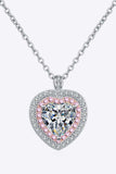 925 Sterling Silver 1 Carat Moissanite Heart Pendant Necklace - Trendsi - Flyclothing LLC