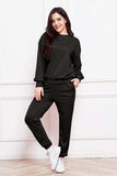 Round Neck Long Sleeve Sweatshirt and Pants Set - Trendsi - Flyclothing LLC