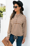 Striped Half-Button Dropped Shoulder Hoodie - Trendsi - Flyclothing LLC