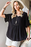 V-Neck Flounce Sleeve Babydoll Blouse - Trendsi - Flyclothing LLC