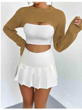 Distressed Long Sleeve Cropped Sweater - Trendsi - Flyclothing LLC