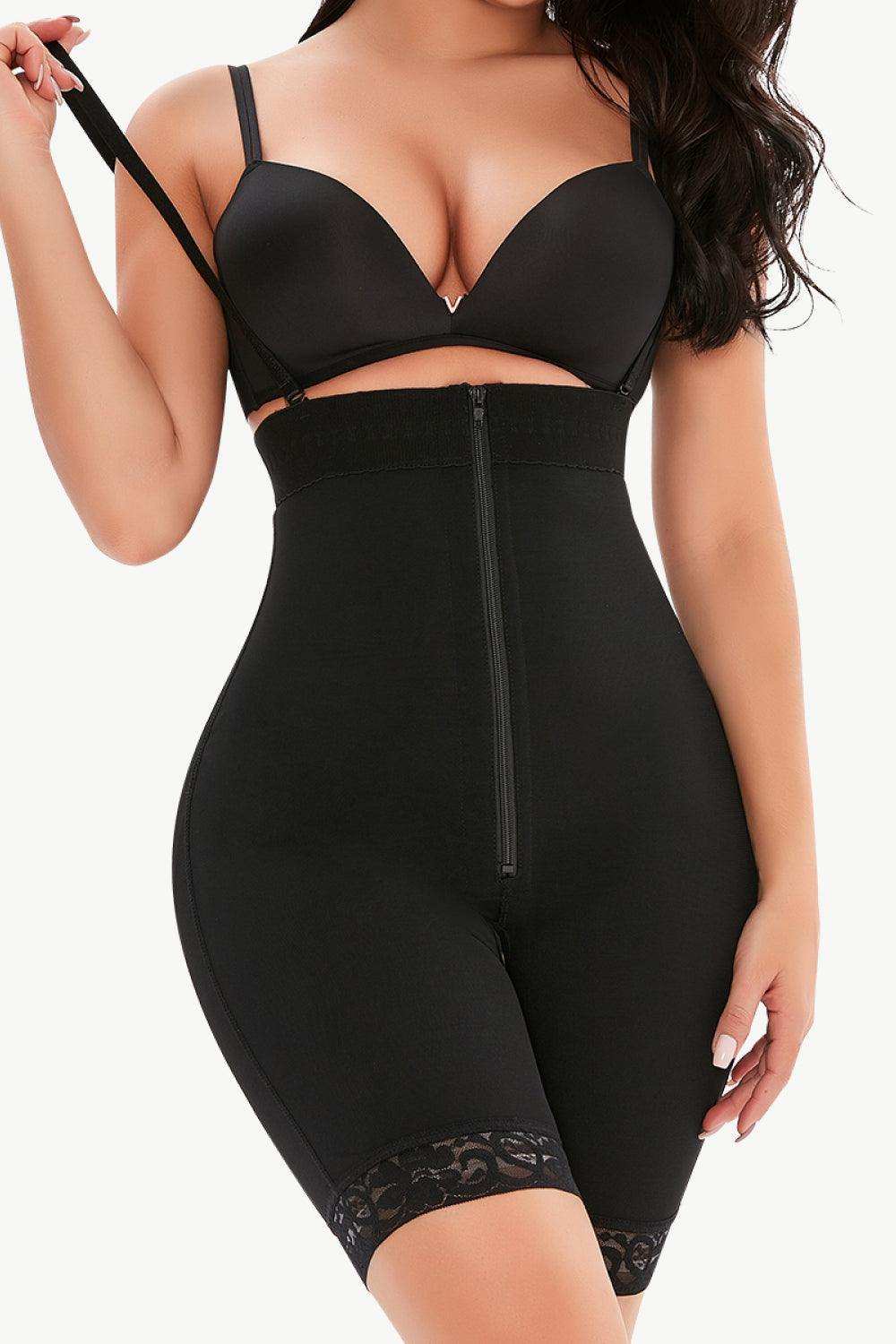 Full Size Lace Detail Zip-Up Under-Bust Shaping Bodysuit - Trendsi - Flyclothing LLC