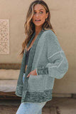 Waffle-knit Pocketed Open Front Cardigan - Trendsi - Flyclothing LLC