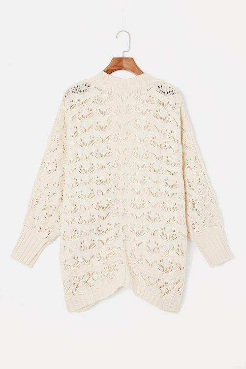Plus Size Open Front Long Sleeve Cardigan - Trendsi - Flyclothing LLC