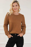 Texture Round Neck Long Sleeve Sweatshirt - Trendsi - Flyclothing LLC