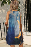 Abstract Print Round Neck Sleeveless Dress with Pockets - Trendsi - Flyclothing LLC