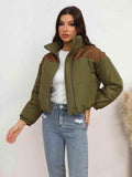 Two-Tone Zip-Up Puffer Jacket - Trendsi - Flyclothing LLC