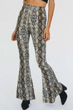 Snakeskin Print Flare Pants - Trendsi - Flyclothing LLC
