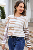 Striped Round Neck Dropped Shoulder Sweater - Trendsi - Flyclothing LLC