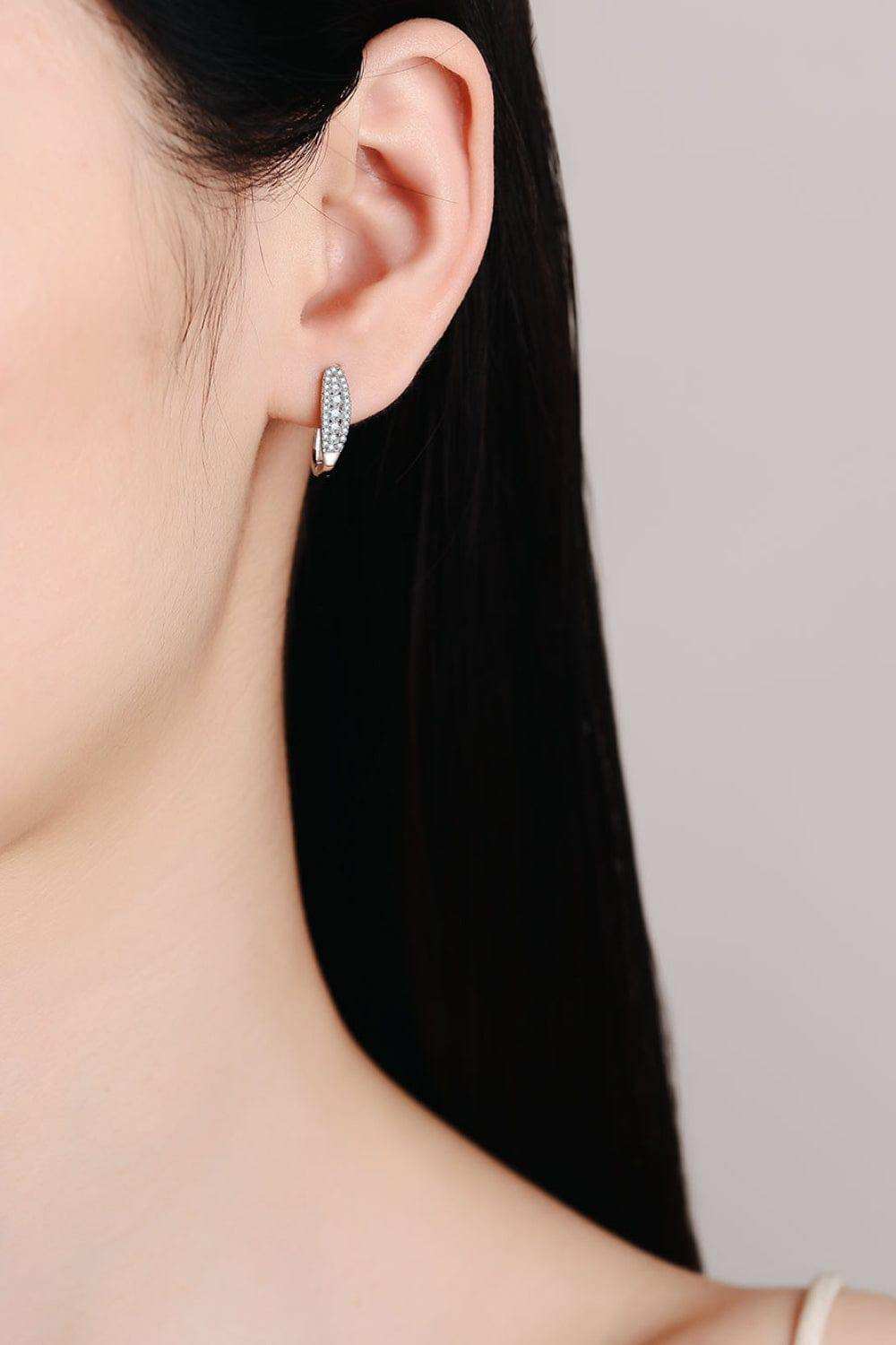 Moissanite Rhodium-Plated Earrings - Trendsi - Flyclothing LLC