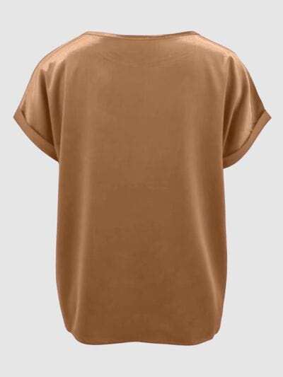 Round Neck Short Sleeve T-Shirt - Trendsi - Flyclothing LLC