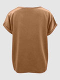 Round Neck Short Sleeve T-Shirt - Trendsi - Flyclothing LLC