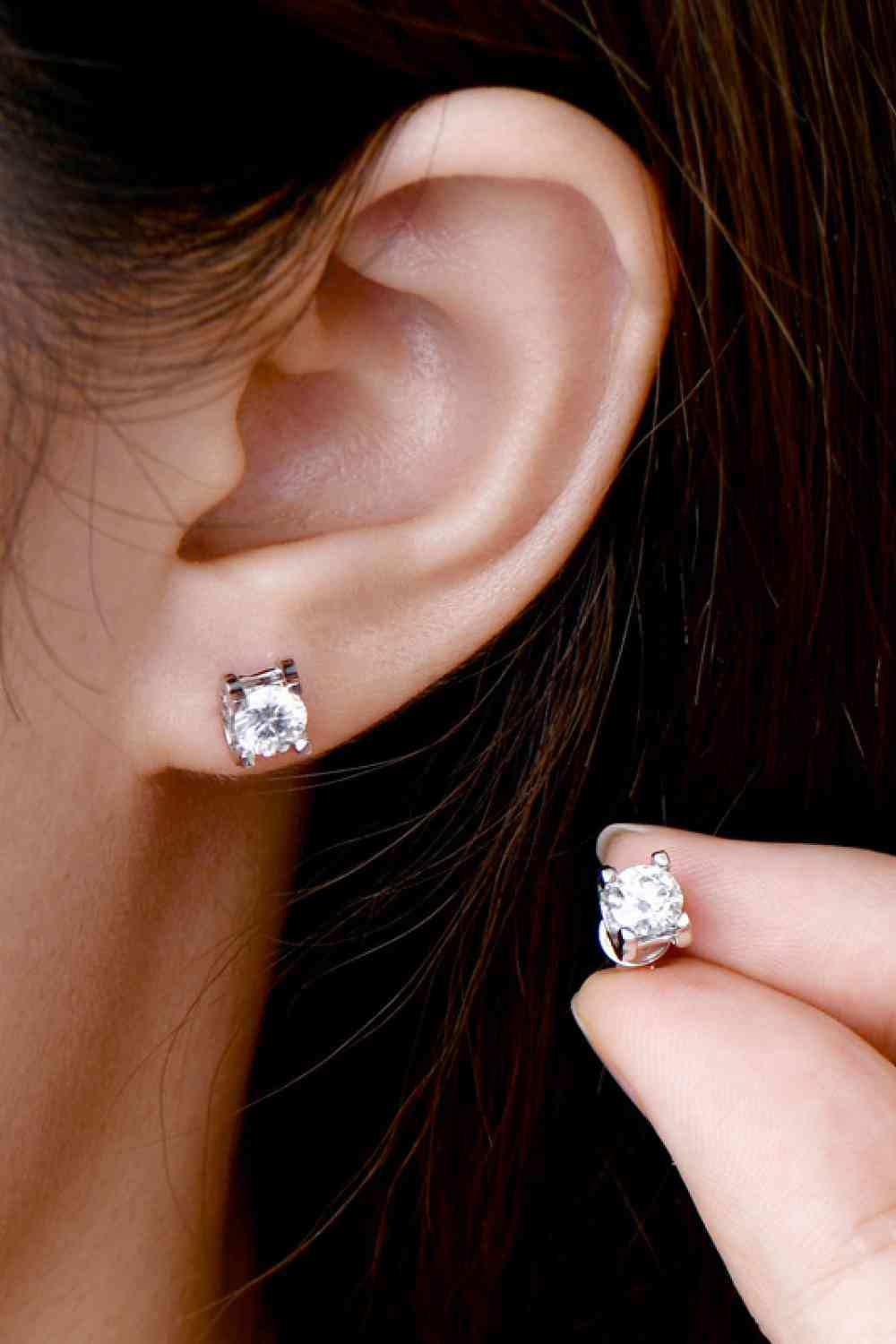 Moissanite 925 Sterling Silver Stud Earrings - Trendsi - Flyclothing LLC