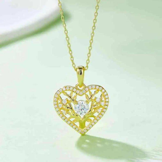 Moissanite 925 Sterling Silver Heart Shape Necklace - Trendsi - Flyclothing LLC