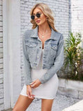 Pocketed Button Up Dropped Shoulder Denim Jacket - Trendsi - Flyclothing LLC