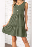 Decorative Button Scoop Neck Sleeveless Tiered Dress - Trendsi - Flyclothing LLC