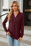 V-Neck Long Sleeve Blouse - Trendsi - Flyclothing LLC