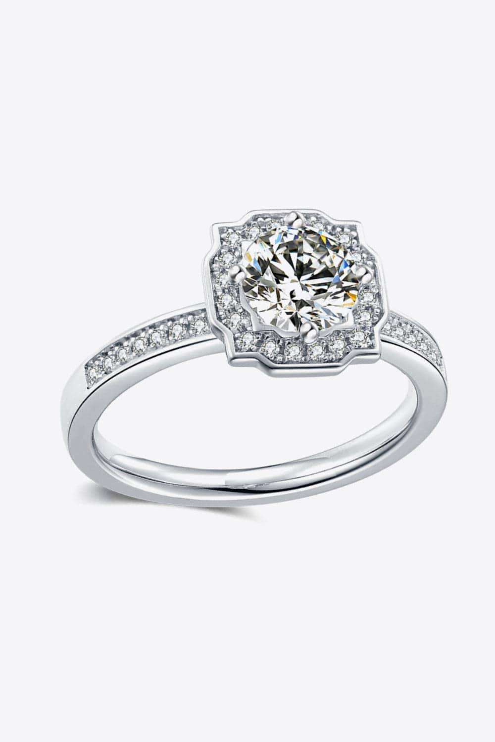 1 Carat Moissanite Platinum-Plated Ring - Trendsi - Flyclothing LLC