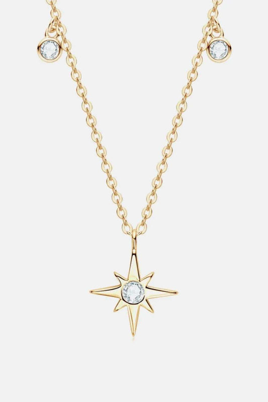 Moissanite North Star Pendant 925 Sterling Silver Necklace - Trendsi - Flyclothing LLC