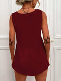 V-Neck Curved Hem Tunic Tank - Trendsi - Flyclothing LLC