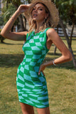 Checkered Sleeveless Knit Dress - Trendsi - Flyclothing LLC