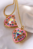 Rhinestone Decor Heart Box Pendant Necklace - Trendsi - Flyclothing LLC