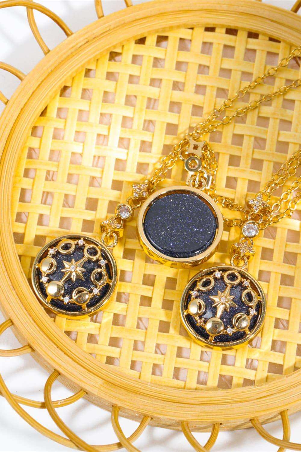Vintage Blue Sandstone Pendant Copper Necklace - Trendsi - Flyclothing LLC