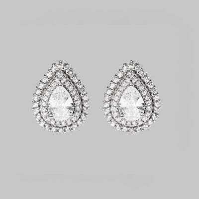 925 Sterling Silver Zircon Teardrop Shape Stud Earrings - Trendsi - Flyclothing LLC