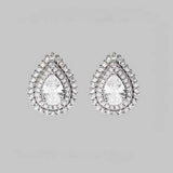 925 Sterling Silver Zircon Teardrop Shape Stud Earrings - Trendsi - Flyclothing LLC