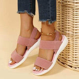Rubber Open Toe Low Heel Sandals - Trendsi - Flyclothing LLC