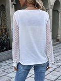Quarter Button Round Neck Long Sleeve Blouse - Trendsi - Flyclothing LLC